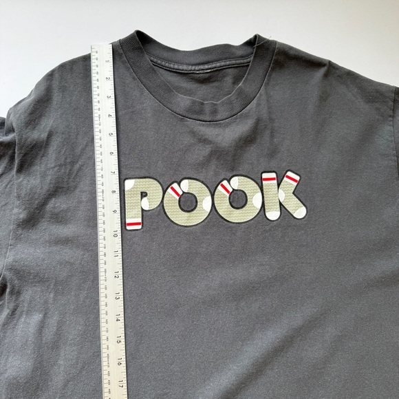 Pook Branded Tee Gray Short Sleeve Crew Neck TShirt Wool Sock Graphic Logo Sz L - Picture 7 of 14